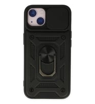 Newface Apple iPhone 14 Kılıf Pars Lens Yüzüklü Silikon - Siyah