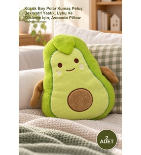 2 Adet Avokado Yastık Küçük Boy Polar Kumaş Peluş Dekoratif Yastık