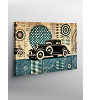 Kanvas Tablo Retro Araba Ve Geometrik Sanat