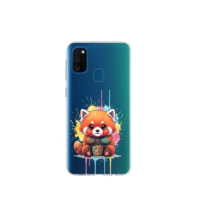 Samsung Galaxy M30S ile Uyumlu Splash Tilki Tasarımlı Şeffaf Silikon Kılıf