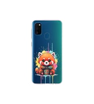 Samsung Galaxy M30S ile Uyumlu Splash Tilki Tasarımlı Şeffaf Silikon Kılıf