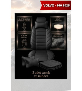 volvo s60 2025 Koltuk ve Kılıf uyumlu Lüks Yastık Siyah Minder 2 Minder 2 Yastık