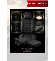 volvo s60 2025 Koltuk ve Kılıf uyumlu Lüks Yastık Siyah Minder 2 Minder 2 Yastık