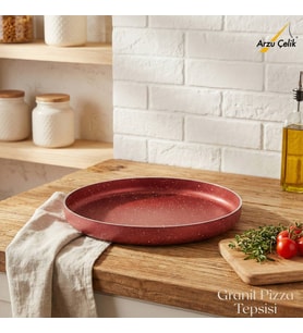 ARZU ÇELİK 32 Cm Granit Pizza Tepsisi - Kırmızı
