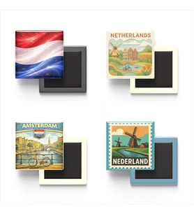 Buzdolap Magnetleri - Hollanda Amsterdam - Netherlands - 4'lü Set Magneti