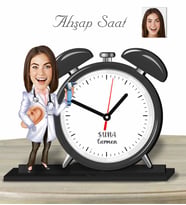 Kişiye Özel Ahşap Saat-KKB Doktor Kadın-1