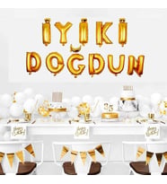 Gitti İyi Ki Doğdun 11 Parça Harf Gold Altın Renk Folyo Balon Seti