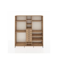Hyperion Dolap 10 Raflı 6 Çekmeceli 3 Askılı 220x44x243 Çam-Çam/Çam