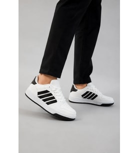Porto Erkek Casual Spor Ayakkabı Rahat Tabanlı Günlük Kullanım Sneaker Beyaz-Siyah
