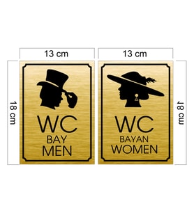 Bay Bayan Wc Yazısı 13 x 18 cm Metal Gold 2'li