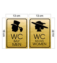 Bay Bayan Wc Yazısı 13 x 18 cm Metal Gold 2'li