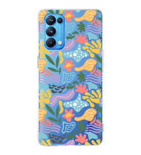 Oppo Reno 5 Pro  ile Uyumlu 1mm Kapak Memphis Desen Tasarımlı Şeffaf Silikon Kılıf