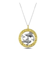 Burç Balık Gold 925 Ayar Gümüş Kolye