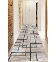 Dijital Baskılı Kaymaz Taban Yıkanabilir Modern Yolluk Ve Koridor Halısı NDU-HT-674 (Mavi)