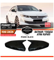 Peugeot 508 2019-2023 Uyumlu Batman Yarasa Ayna Kapağı Piano Black ABS Plastik Sağ Sol Takım