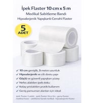 İpek Flaster 10 cm x 5 m 5 Adet Medikal Sabitleme Bandı Hipoalerjenik Yapışkanlı Cerrahi Flaster