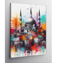 Kanvas Tablo Cami Ve Evler