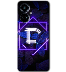 Tecno Camon 19 Pro Kılıf HD Desen Baskılı Kılıf - Dark Neon Yaprak D Harfi