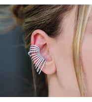 Ear Cuff Zirkon Taşlı Rodyum Kaplama Gümüş Küpe
