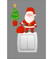 Efekt Reklam Yılbaşı Yeni Yıl Noel Baba ve Çam Ağacı  Priz Cam Stickerı d2819-1