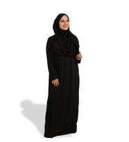 Siyah İki Parça Namaz Elbisesi Viskon Düz 2504_01