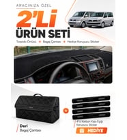 VOLKSWAGEN TRANSPORTER T5 TEK KAPAKLI (2003-2016) Uyumlu Torpido Örtüsü + Deri Çanta Seti - Siyah