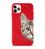 Apple iPhone 11 Pro Max Uyumlu Lansman Kılıf Catface Tasarımlı Altı Kapalı İçi Kadife Kaplı  Kapak (Şeffaf)