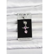 316L Cerrahi Çelik Pembe Zirkon Taşlı Kanat Model Göbek Piercing 5886 - SSSSSS7616-7434