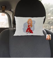 BK Gift Kişiye Özel Kadın Manken Karikatürlü Dikdörtgen Araç Koltuk Yastığı-1