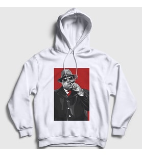 Presmono Unisex Beyaz Gangsta The Notorious BIG Kapüşonlu Sweatshirt 40785tt