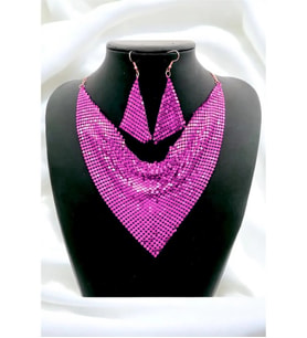Şal Model Zirh Metal Tasarim Kolye Küpe Set (Krem)
