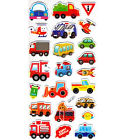 Sticker Kabartmalı Stiker Çıkartma Etiket (XHC072)-18x9 cm- Şirin Araba Taşıt Roket