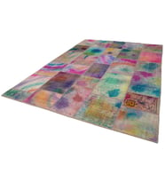 Pembe Halı Salon Halısı El Dokuma Bohem Tarz Yumuşak Dokulu Modern Patchwork Model