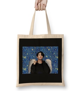 Bts Kookie Van Gogh Starry Night Angel Bts Army kpop Bez Çanta Uzun Saplı