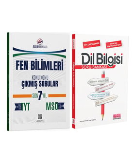 Alan TYT MSÜ Fen Bilimleri Konu Konu Çıkmış Sorular ve AKM Dil Bilgisi Soru Bankası Seti 2 Kitap