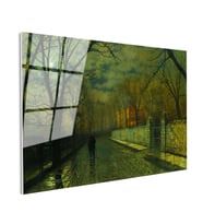 Tamperli Gerçek Cam Tablo J.A. Grimshaw Yağmurlu Yol Gece Mehtaplı Figürler Ressam Tablosu Dekoru