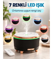 500 ml Aroma Difüzör Hava Nemlendirici Esansiyel Yağ Uyumlu Ultrasonik Buhar Makinesi 7 Renk LED Işıklı Zamanlayıcılı Sessiz Mermer Görünümlü