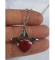 KIRMIZI MİNELİ FLYING HEART KOLYE