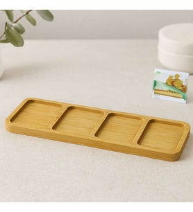 4 Bölmeli Dikdörtgen Bambu Servis Tepsisi 32.8x10x1.4 cm