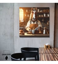 Kare Kanvas Kahve Köşesi Cafe Tablosu Barista Kahverengi At