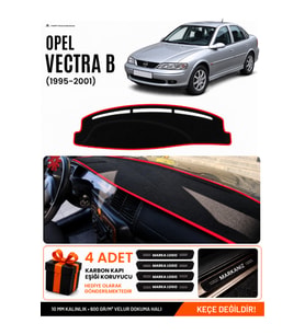 OPEL VECTRA B (1995-2001) Uyumlu Torpido Örtüsü Torpido Kılıfı - Siyah Kırmızı