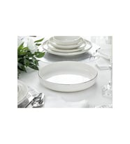 Modern Gümüş Porselen Salata Kasesi 20 cm, Şık Sunum Tabağı
