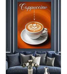 Cappuccino Köpüklü Kahve Kupası Dekoratif Kanvas - Mdf Ahşap Tablo
