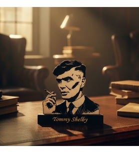 Riva Self Peaky Blinders Thomas Shelby Masaüstü Figür - İsimlikli Özel Tasarım Biblo (Siyah - Beyaz)