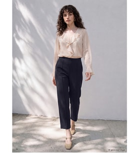 LCW Petite Lacivert Beli Lastikli Kadın Pantolon
