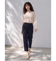 LCW Petite Lacivert Beli Lastikli Kadın Pantolon