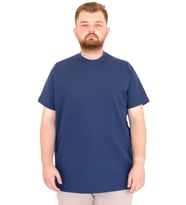 Mode XL Büyük Beden Erkek T-Shirt Bisiklet Yaka Dore U25034 İndigo