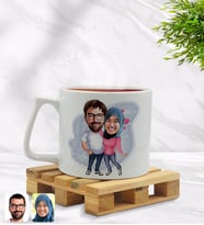 BK Gift Kişiye Özel Sevgililer Karikatürlü Middle Beyaz Kupa Bardak Model 58