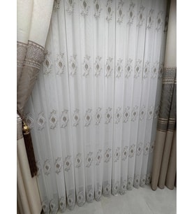 NİVEMESHOME ROYAL 4380 VİZON 1/3 PİLELİ BAMBU TÜL PERDE