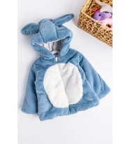 Tavşan Kulaklı Welsoft Peluş Çocuk Mont (Mavi)